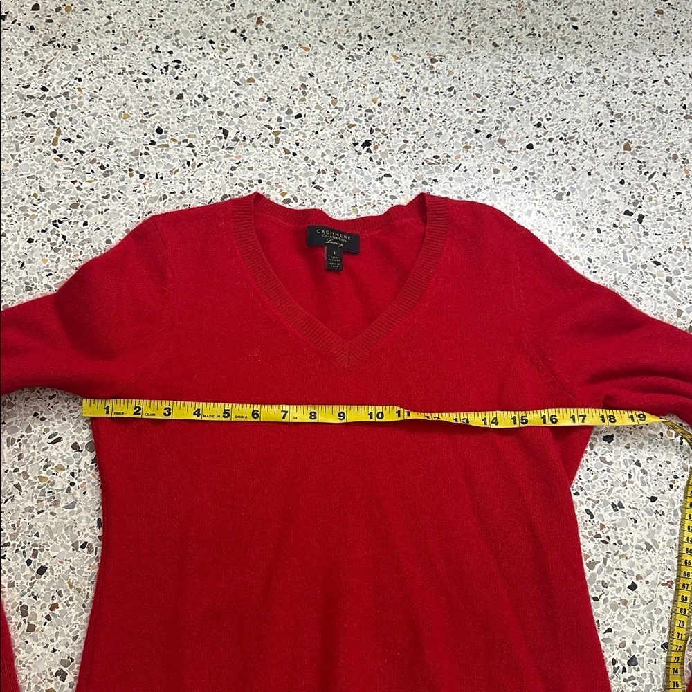 100% cashmere charter club luxury red v neck sweater small s bridal - Picture 3 of 5